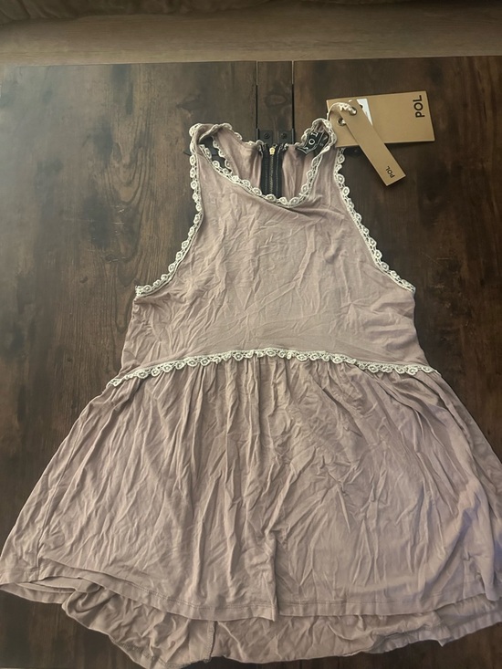 POL Tops - POL Dusty Lavender Lace-Trim Sleeveless Tank Dress